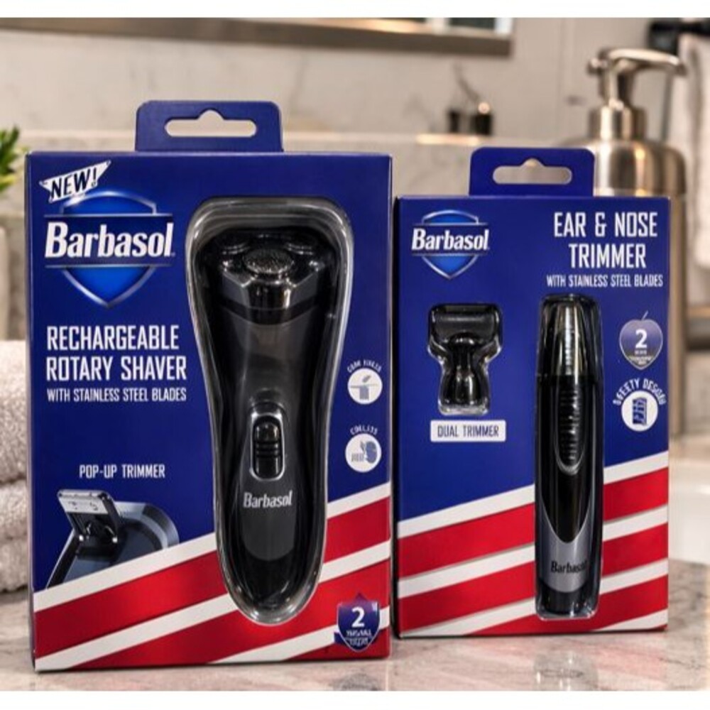 Barbasol Men's Grooming Kit Rotary Shaver & Ear Nose Hair‎ Trimmer New Gift set